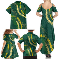 Hawaii Puakenikeni - Maile Lei Family Matching Summer Maxi Dress and Hawaiian Shirt Sage Green LT7 - Polynesian Pride