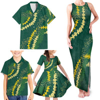Hawaii Puakenikeni - Maile Lei Family Matching Tank Maxi Dress and Hawaiian Shirt Sage Green LT7 - Polynesian Pride