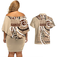 Samoa Siapo Classic Motif Couples Matching Off Shoulder Short Dress and Hawaiian Shirt Manuia le tutoatasi o Samoa Independence LT7 - Polynesian Pride