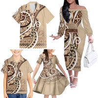 Samoa Siapo Classic Motif Family Matching Off The Shoulder Long Sleeve Dress and Hawaiian Shirt Manuia le tutoatasi o Samoa Independence LT7 - Polynesian Pride