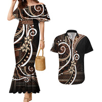 Samoa Siapo Classic Motif Couples Matching Mermaid Dress and Hawaiian Shirt Manuia le tutoatasi o Samoa Independence Black Style LT7 Black - Polynesian Pride
