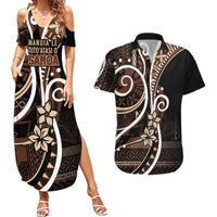 Samoa Siapo Classic Motif Couples Matching Summer Maxi Dress and Hawaiian Shirt Manuia le tutoatasi o Samoa Independence Black Style LT7 Black - Polynesian Pride