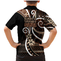 Samoa Siapo Classic Motif Family Matching Mermaid Dress and Hawaiian Shirt Manuia le tutoatasi o Samoa Independence Black Style LT7 - Polynesian Pride
