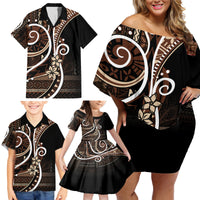 Samoa Siapo Classic Motif Family Matching Off Shoulder Short Dress and Hawaiian Shirt Manuia le tutoatasi o Samoa Independence Black Style LT7 - Polynesian Pride