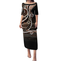 Samoa Siapo Classic Motif Family Matching Puletasi and Hawaiian Shirt Manuia le tutoatasi o Samoa Independence Black Style LT7 Mom's Dress Black - Polynesian Pride