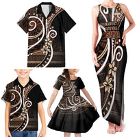Samoa Siapo Classic Motif Family Matching Tank Maxi Dress and Hawaiian Shirt Manuia le tutoatasi o Samoa Independence Black Style LT7 - Polynesian Pride