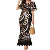 Samoa Siapo Classic Motif Mermaid Dress Manuia le tutoatasi o Samoa Independence Black Style LT7 Women Black - Polynesian Pride