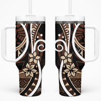 Samoa Siapo Classic Motif Tumbler With Handle Manuia le tutoatasi o Samoa Independence Black Style