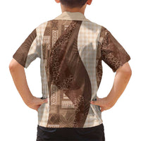 Polynesian Tribal Pattern Patchwork Picturesque Family Matching Summer Maxi Dress and Hawaiian Shirt Mocha