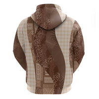 Polynesian Tribal Pattern Patchwork Picturesque Hoodie Mocha