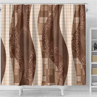 Polynesian Tribal Pattern Patchwork Picturesque Shower Curtain Mocha