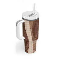 Polynesian Tribal Pattern Patchwork Picturesque Tumbler With Handle Mocha LT7 - Polynesian Pride