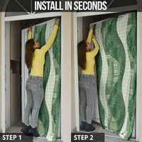 Polynesian Tribal Pattern Patchwork Picturesque Door Cover Sage Green
