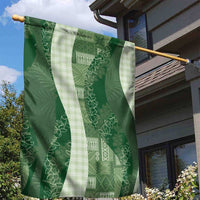 Polynesian Tribal Pattern Patchwork Picturesque Garden Flag Sage Green
