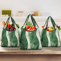 Polynesian Tribal Pattern Patchwork Picturesque Grocery Bag Sage Green