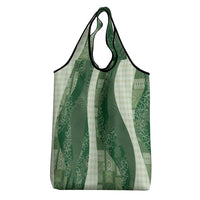 Polynesian Tribal Pattern Patchwork Picturesque Grocery Bag Sage Green
