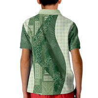 Polynesian Tribal Pattern Patchwork Picturesque Kid Polo Shirt Sage Green