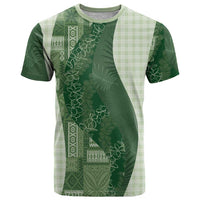 Polynesian Tribal Pattern Patchwork Picturesque T Shirt Sage Green