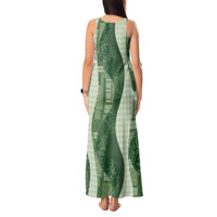 Polynesian Tribal Pattern Patchwork Picturesque Tank Maxi Dress Sage Green