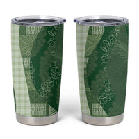 Polynesian Tribal Pattern Patchwork Picturesque Tumbler Cup Sage Green