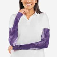 Polynesian Tribal Pattern Patchwork Picturesque Arm Sleeves Deep Violet
