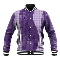 Polynesian Tribal Pattern Patchwork Picturesque Baseball Jacket Deep Violet