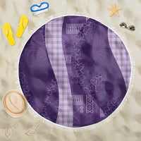 Polynesian Tribal Pattern Patchwork Picturesque Beach Blanket Deep Violet