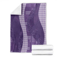 Polynesian Tribal Pattern Patchwork Picturesque Blanket Deep Violet