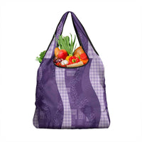 Polynesian Tribal Pattern Patchwork Picturesque Grocery Bag Deep Violet