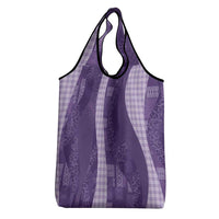 Polynesian Tribal Pattern Patchwork Picturesque Grocery Bag Deep Violet