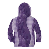 Polynesian Tribal Pattern Patchwork Picturesque Kid Hoodie Deep Violet