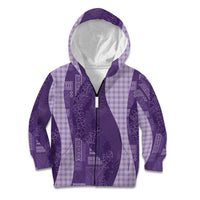 Polynesian Tribal Pattern Patchwork Picturesque Kid Hoodie Deep Violet