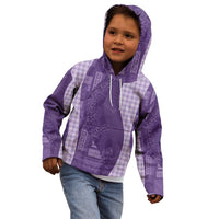Polynesian Tribal Pattern Patchwork Picturesque Kid Hoodie Deep Violet