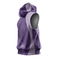 Polynesian Tribal Pattern Patchwork Picturesque Sleeveless Hoodie Deep Violet