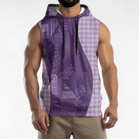 Polynesian Tribal Pattern Patchwork Picturesque Sleeveless Hoodie Deep Violet