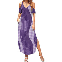 Polynesian Tribal Pattern Patchwork Picturesque Summer Maxi Dress Deep Violet