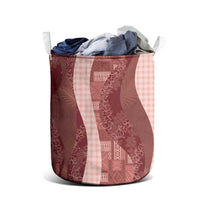 Polynesian Tribal Pattern Patchwork Picturesque Laundry Basket Crimson