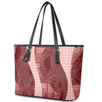 Polynesian Tribal Pattern Patchwork Picturesque Leather Tote Bag Crimson