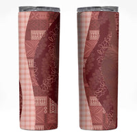 Polynesian Tribal Pattern Patchwork Picturesque Skinny Tumbler Crimson