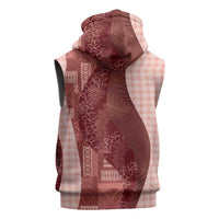 Polynesian Tribal Pattern Patchwork Picturesque Sleeveless Hoodie Crimson