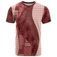 Polynesian Tribal Pattern Patchwork Picturesque T Shirt Crimson