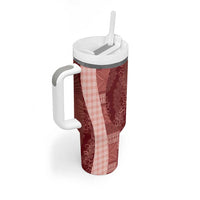 Polynesian Tribal Pattern Patchwork Picturesque Tumbler With Handle Crimson