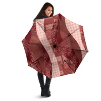 Polynesian Tribal Pattern Patchwork Picturesque Umbrella Crimson
