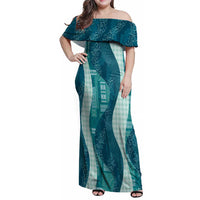 Polynesian Tribal Pattern Patchwork Picturesque Family Matching Off Shoulder Maxi Dress and Hawaiian Shirt Oceanic