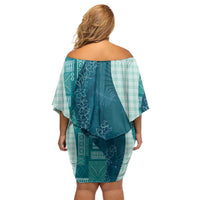Polynesian Tribal Pattern Patchwork Picturesque Family Matching Off Shoulder Short Dress and Hawaiian Shirt Oceanic