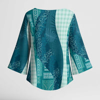 Polynesian Tribal Pattern Patchwork Picturesque Kimono Sleeve Blouse Oceanic