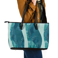 Polynesian Tribal Pattern Patchwork Picturesque Leather Tote Bag Oceanic