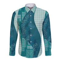 Polynesian Tribal Pattern Patchwork Picturesque Long Sleeve Button Shirt Oceanic