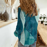 Polynesian Tribal Pattern Patchwork Picturesque Women Casual Shirt Oceanic