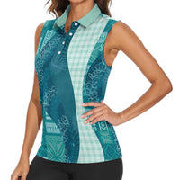 Polynesian Tribal Pattern Patchwork Picturesque Women Sleeveless Polo Shirt Oceanic
